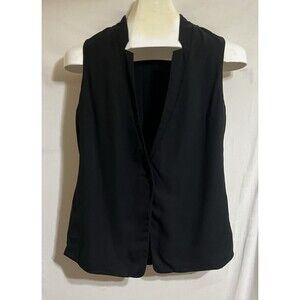 Blouse top pleated sleeveless Flowy sheer  button  Classic Capsule Wardrobe  S11